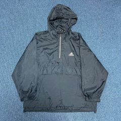 90s old adidas ナイロンアノラックパーカー ブラック M - メルカリ
