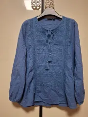 Massimo Dutti ブルー タッセル ブラウス M 66 サイズ 程度のサムネイル