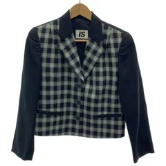 【中古】　i.s. ISSEY MIYAKE　ウールジャケット　80s vintage　80年代　OLD　ショート丈　切替　無地　チェック　日本製　ドメスティック　古着　/2497のサムネイル