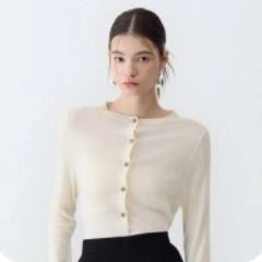 ELBORN リブニット カーディガン 長袖 アイボリー - メルカリ