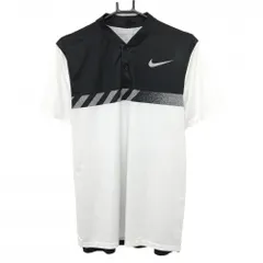 ナイキゴルフ 半袖ポロシャツ 白×黒 スタンドカラー メンズ M ゴルフウェア NIKE