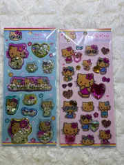 【2点セット】キラキラカプセルシール（日焼け）、キラキララインストーンシール（日焼けキティ）