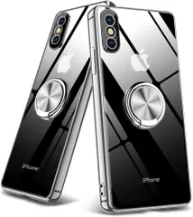 対応 iPhone Xs Max 用の ケース クリア リング付き TPUケース 車載ホルダー メッキ加工 スタンド機能 透明 薄型 アイフォンxs max 用のカバー 全面保護 軽量 シリコン 黄変防止 ストラップホール付き レンズ保護 滑り防止 人気