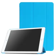 iPad5(第五世代) / / 9.7(2018第6世代) iPad iPad クリアカバー 三つ折 9.7(2017年型) ケース スマートカバー スタンド機能 用 軽量型 超薄 シーブルー PUレザーケース ピーシーエーテック