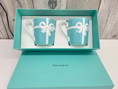E【保管品】Tiffany&co ティファニー マグカップ ブルーリボン ペア 2個セット 水色 可愛い