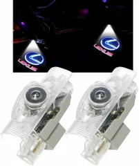 レクサス車用ドアランプ カーテシランプ ドアウェルカムライト カーテシライト LEDロゴ投影 LS ES IS LX RX GS UX NXシリーズ カーテシ 角度調整機能付き2個セット for レクサス Blue