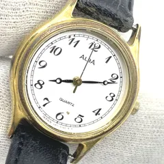 動作未確認　SEIKO　セイコー　ALBA アルバ V811-1370　クォーツ腕時計　白文字盤　レザーベルト