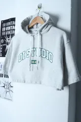 W(F) O!Oi フード付きTシャツ 半袖 クロップド メランジ オールドスクール-1771Dのサムネイル
