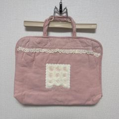 ピンクハウスガーベラパッチワークピンクチェック綿素材バッグ（新品