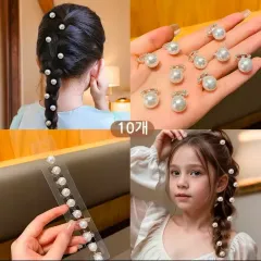 白 模造 パール ヘアクリップ 10個 セット 1ea