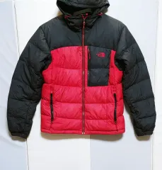 M THE NORTH FACE ザノースフェイス グース ダウンジャケット 700 レッドブラック1487のサムネイル
