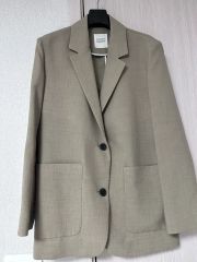 LA PEAU DE GEM チェックシングルブレステッドジャケット ベージュ