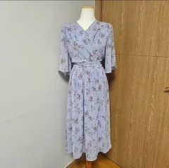 リリエンコ フラワー ラップ シフォン ロング ワンピース 2 サイズ