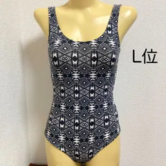 H123H&M♪ストレッチ♪コットン系モノトーン幾何学柄レディースダンスバレエレオタード♪アンダーやレッスンやコスプレにも♪サイズL位のサムネイル