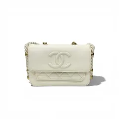 シャネル CHANEL バッグ ショルダーバッグ ヴィンテージカーフ ホワイト ゴールド ココマーク マトラッセ アンヴォーグ ロープ チェーン 2WAY