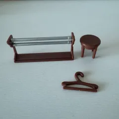 オールド)廃盤)シルバニアファミリー バレエ劇場 小物(服かけ、椅子、バレエバー)