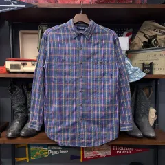 90s patagonia パタゴニア ノー スノウ レア ラベル 影 チェック ジャカード ワークシャツ N743