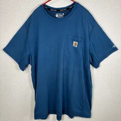 Carhartt ポケットTシャツ XL ブルー ワンポイント ロゴ Relaxed Fit