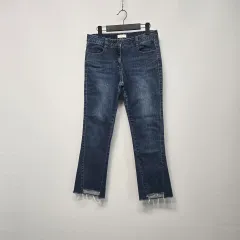 0176 SANDRO アシンメトリー カットアウト 裾 デニムジーンズ カットオフジーンズ38のサムネイル