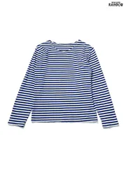 古着 ボーダー柄 コットン 長袖 Ｔシャツ 青 (ttu2603103)