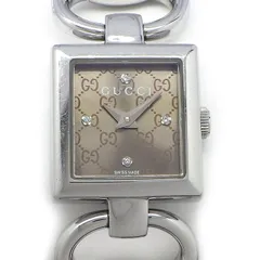 グッチ GUCCI 腕時計 トルナヴォーニ 120 バングルウォッチ ホースビット 4ポイント ダイヤインデックス スクエア GG ロゴ サンレイ ブラウン文字盤 SS クオーツアナログ 【中古】のサムネイル