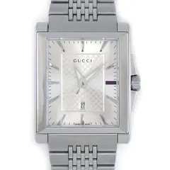 グッチ GUCCI 腕時計 Gタイムレス レクタングル 138.4 レクタンギュラー ディアマンテ サンレイ シルバー文字盤 デイト SS クオーツアナログ 【中古】のサムネイル