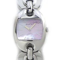グッチ GUCCI 腕時計 マリーナチェーン YA121515/121.5 ベルトモチーフ レクタンギュラー ピンクシェル文字盤 SS クオーツアナログ 【中古】