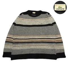 LACOSTE ラコステ WoolKnit ウールニット Knit ニット セーター EmbroideredLogo 刺繍ロゴ 90s Y2K CityBoy シティボーイ LongSleeves 長袖 Wool ウール Gray グレー L相当のサムネイル
