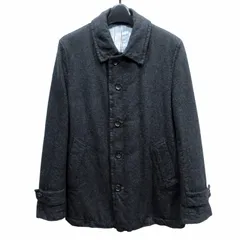 コムデギャルソンオム COMME des GARCONS HOMME ステンカラージャケット ウール縮絨 裏地 ストライプ AD2011 コート XS 灰 グレー 0413