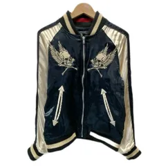 【中古】　VANSON　スカジャン　ブルゾン　アウター　両面刺しゅう　スカル　ブランドロゴ　サイドポケット　アメカジ　古着　　/0151のサムネイル