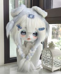 着ぐるみヘッド 猫 紺 全頭ヘッド ケモノ マスク ファースーツ