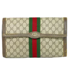 本物 グッチ GUCCI シェリーライン GGスプリーム クラッチバッグ セカンドバッグ ベージュ Sherry Line バッグ 中古・