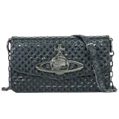 本物 ヴィヴィアン ウエストウッド Vivienne Westwood プリズムオーブ ショルダーバッグ ポシェット パテント レザー ネイビー バッグ 中古・