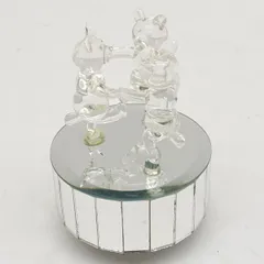 ◆【雑貨】ガラス製　踊る３頭のくま　オルゴール　曲名：ジングルベル 生活雑貨【中古】 