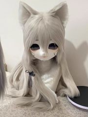 着ぐるみヘッド 猫 紺 全頭ヘッド ケモノ マスク ファースーツ