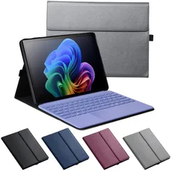 Surface Pro 7/6/5/4 カバー サーフェス おしゃれ 保護ケース かわいい 耐衝撃 アクセサリー タッチペンホルダー サーフェスプロ 用手帳型レザーケース/ポーチバッグ/キーボード収納ケーススタンド保護カバー, 【光沢】グレー