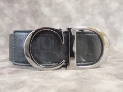 Christian Dior クリスチャンディオール CDロゴバックル レザーベルト パンチング トロッター柄 ブラック