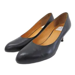 ランバンオンブルー LANVIN en Bleu パンプス レザー ヒール プレーントゥ 23.5cm 黒 ブラック ■YHS2 0923