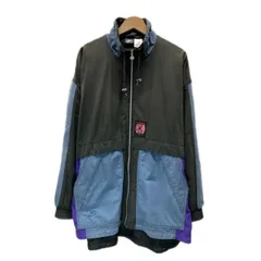 【中古】　NIKE　スポーツジャケット　アウター　ハイネック　フルジップ　バイカラー　ワンポイント　ブランドロゴ　刺しゅう　ワッペン　A213R　スポーツ　古着　/2001
