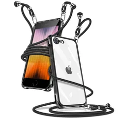 【人気商品】Muciyazi 用の iPhone SE 第3世代 第2世代 スマホケース アイフォン7/8/se2/se3 カバー 肩掛け 斜めかけ 縄掛けケース 透明 薄型 軽量 TPU 携帯ケース 紐付き 長さ調整可能 取り外し可能 落下防止 紛失防止 ワ