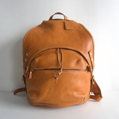 美品○HERZヘルツ多機能デイパックR-21キャメル本革リュックバック