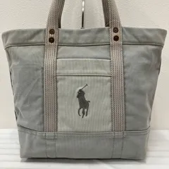 Y2595　POLO RALPH LAUREN　ポロラルフローレン　トートバッグ　キャンバストート　キャンバス　グレー　大きめ　大容量　ビッグポニー　ポニー刺繍　レディース　メンズ　ユニセックス　シンプル　きれいめ　カジュアル