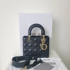 Dior レディディオール ミニ バッグ ブラック ゴールド金具 ラムスキン