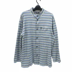 エル ELLE HOMME シャツ ボーダー スタンドカラー 長袖 グレー Lのサムネイル