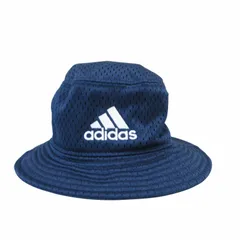 アディダス adidas バケットハット 帽子 メッシュ ロゴ刺繡 紺 ネイビー 58cm