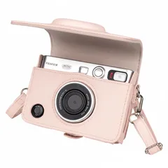 Rieibi Mini EVOケース - ビンテージPUレザー保護ケース Fuji Instax Mini EVO インスタントカメラ用 - 取り外し可能なバッグ 調節可能なショルダーストラップ付き バッテリー充電ポート, ソフトローズ, カメラケース