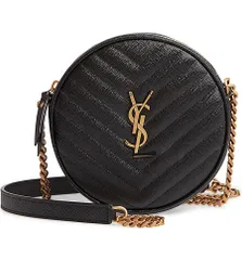 レディース 丸型ショルダーバッグ ミニサイズ カメラバッグ 化粧ポーチ キャビアレザー 牛革 プレミアム コンパクト おしゃれ 6104361GF07 ブラック (ブラック) [並行輸入品]