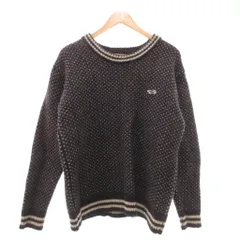 タウンクラフト TOWNCRAFT 美品 FREAK'S STORE 別注 FOX セーター ニット バーズアイ ウール L 紺 ネイビー 白 ホワイト クルーネック 総柄 ワンポイントロゴ /YJ ■YHS15のサムネイル