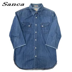 Sanca サンカ ウエスタンシャツ デニムシャツ 七分袖 3 BLU/ブルーのサムネイル