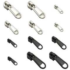 【在庫セール】SANJAOYEE ファスナー 引き手 ファスナー 修理 スライダー 12個セット 3サイズ 金属製 引っ張りスライダー 取換 耐久性のあるジッパーヘッド 取り外し可能で再利用可能なジッパー交換スライダー